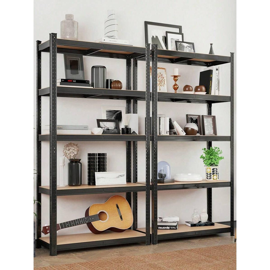 5-Tier Shelving Unit, Steel Shelving Unit For Storage, Tool-Free Assembly, For Garage, Shed, Load Capacity 875 Kg, 40 X 90 X 180 Cm, Black