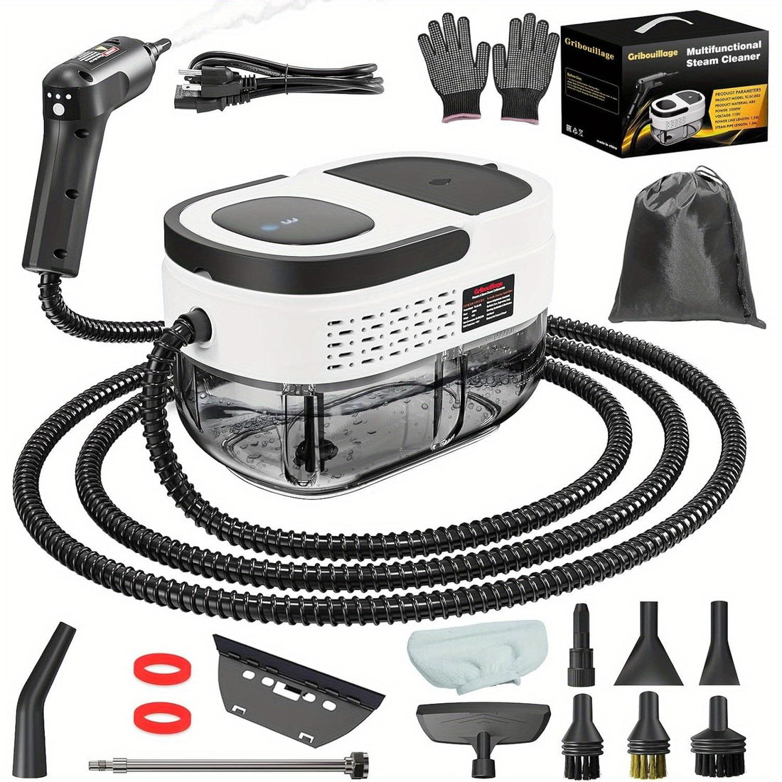 2500W High-Pressure Handheld Steam Cleaner with 1.6L Large Tank & 3-in-1 Adjustable Handle - Portable Heavy-Duty Steamer for Home, Car, Bed Bugs, Upholstery, Grout, Floors - Plug (White) - Ideal for,, Cleaning