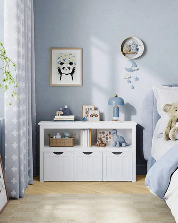 Toy Storage For Kids, Kids Storage Unit, Storage Cabinet With Wheels, 102 X 30 X 60 Cm, Kids Bookcase, For Living Room, Children's Room, Playroom, White