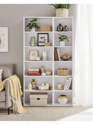 Bookcase, Bookshelf With 6 Shelves, For Living Room, Study, Office, Bedroom, Modern Style, Cloud White