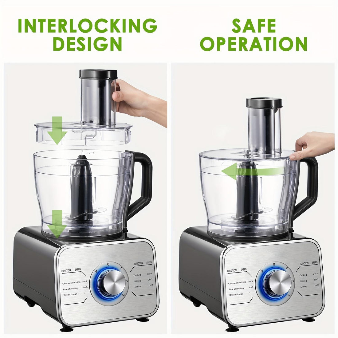 Multifunctional Food Chopper, Food Processor With 3-Speed And 3.5 L Bowl, 1.5 L Blender Jug, Vegetable Chopper For Slicing, Shredding, Mincing, And Puree, 14 Cup, Silvery
