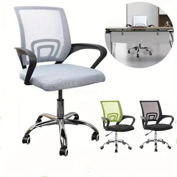 Ergonomic Mid-Back Office Chair with Adjustable Height, 360 °   Swivel & 5-Wheel Rolling Base - Breathable Mesh Executive Desk Chair with Lumbar Support, Durable Metal Frame & High-Density Foam Padding