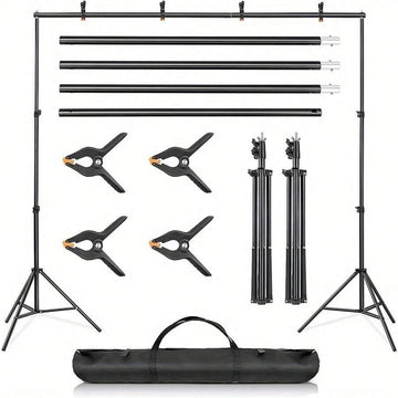 Backdrop Stand Kit 3 * 3m(9.8 * 9.8ft) Adjustable Photo Backdrop Stand Photo Video Studio Background Support System With Carrying Bag And 4 Clamps