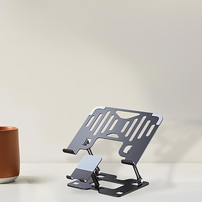 High Stability All Metal Carbon Steel Laptop Stand Ventilated Cooling 3in 1 for Laptop Phone Tablet Rotatable Adjustable Laptop Holder Black White, Laptop Cooler, Portable Foldable Laptop Stand, Laptop Accessories for Women, Cooling Pad Laptop, Aluminum A