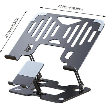 High Stability All Metal Carbon Steel Laptop Stand Ventilated Cooling 3in 1 for Laptop Phone Tablet Rotatable Adjustable Laptop Holder Black White, Laptop Cooler, Portable Foldable Laptop Stand, Laptop Accessories for Women, Cooling Pad Laptop, Aluminum A