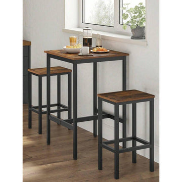 Bar Table, Square Tall Table, Heavy-Duty Steel Frame, 60 X 60 X 90 Cm, Easy Assembly, For Living Room Kitchen, Industrial Style, Rustic Brown And Black