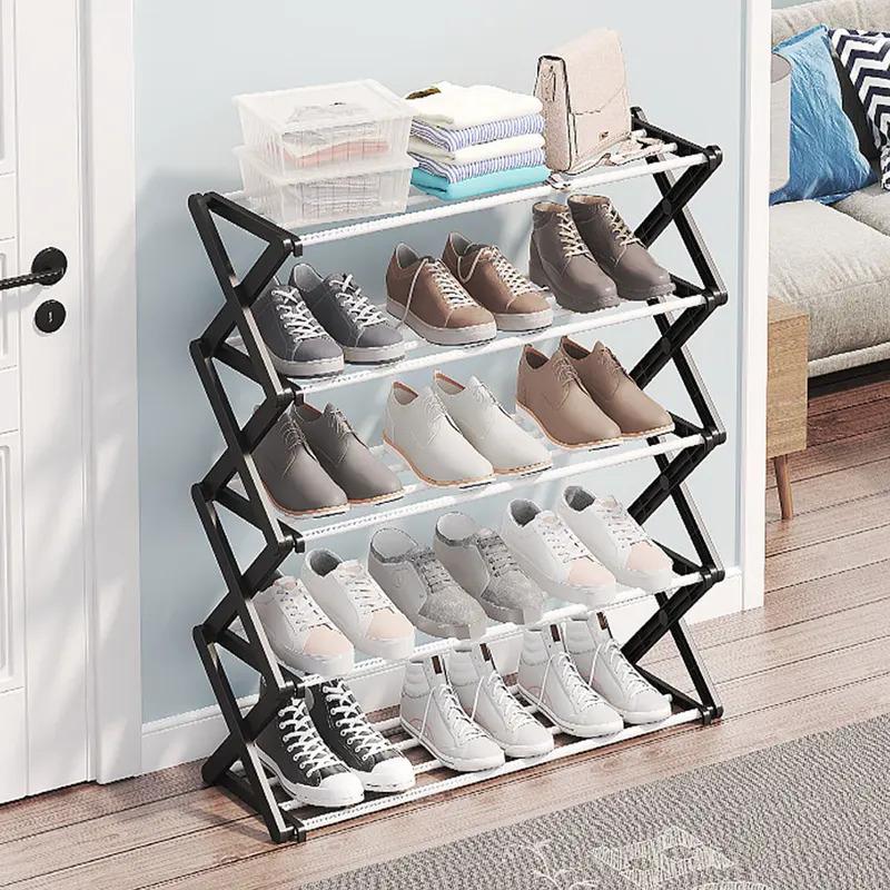 Foldable Multi-Tier Metal Shoe Rack for Entryway Shoes Storage Organizer Shelf Home Decoration Cabinet
